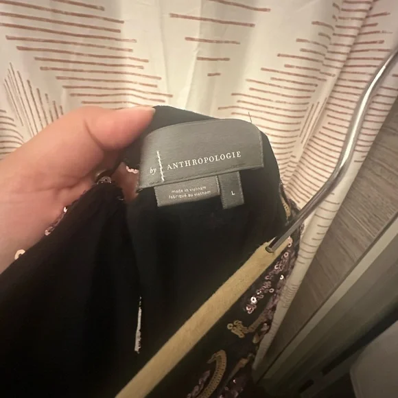 Anthropologie Black and Gold Sequin Mini Dress - Picture 3 of 3